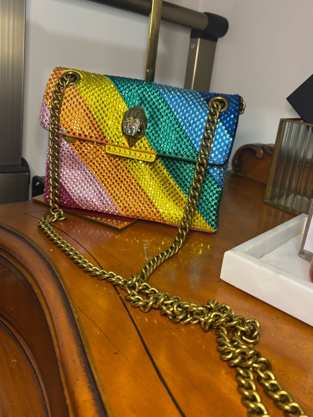 Kurt Geiger Multicolor Crystal-Striped Crossbody Bag - Picture 9 of 11